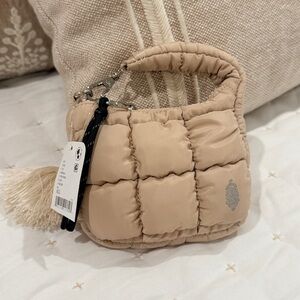 Quilted Mini Tote Bag in Beige